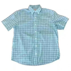 LL Bean Mens L Reg Wrinkle Free Blue Plaid Button Up Shirt Traditional Fit